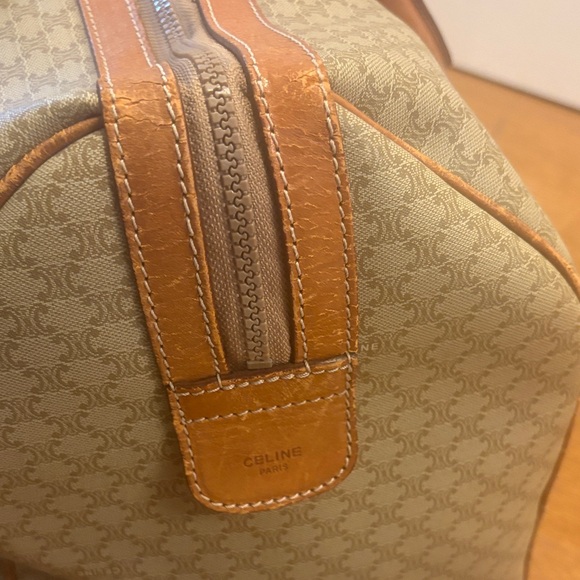 Celine Leather-Trim large Brown Patterned Travel Duffel Bag - Picture 3 of 9